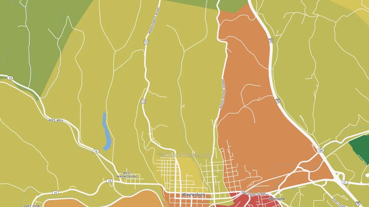 West Waynesburg, PA Map of Burglary Rates