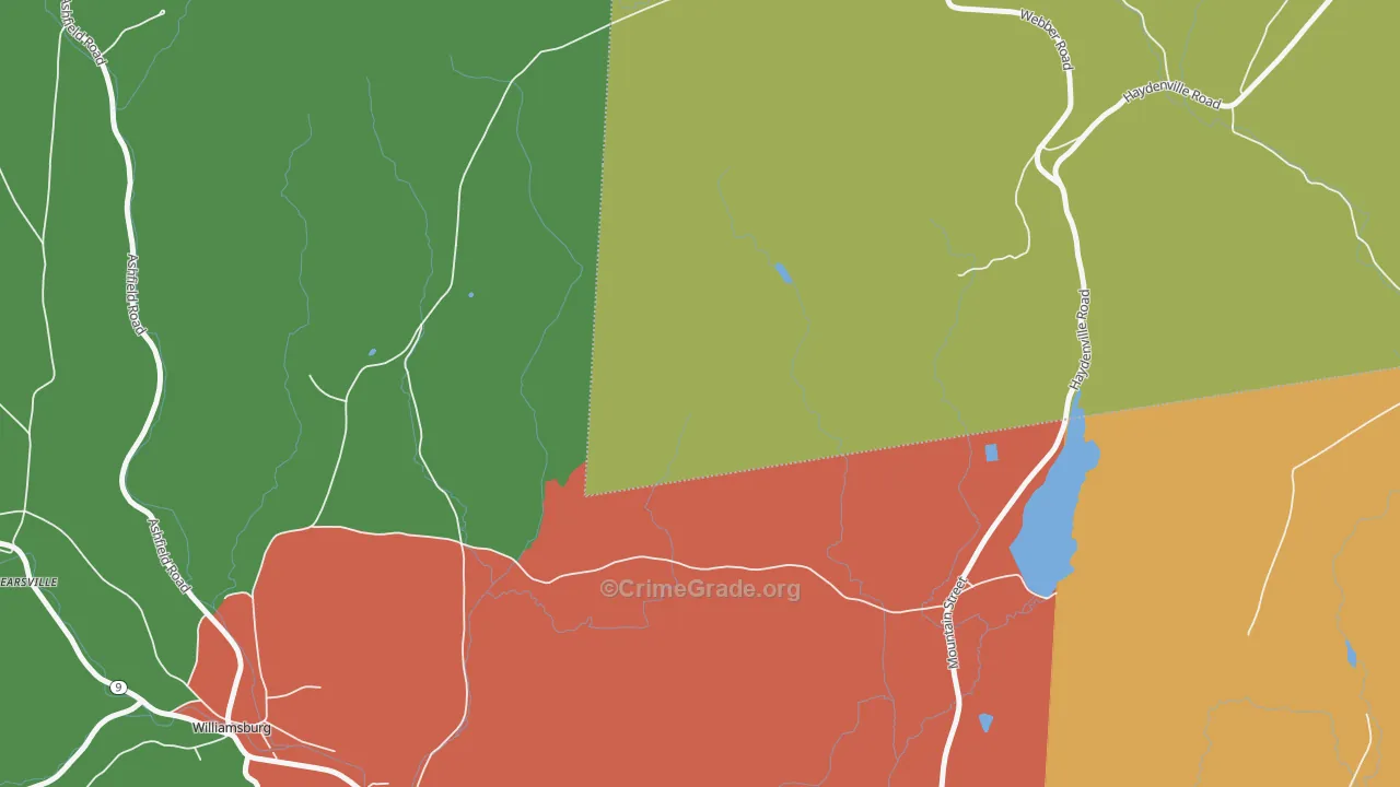 West Whately, MA Map of Burglary Rates