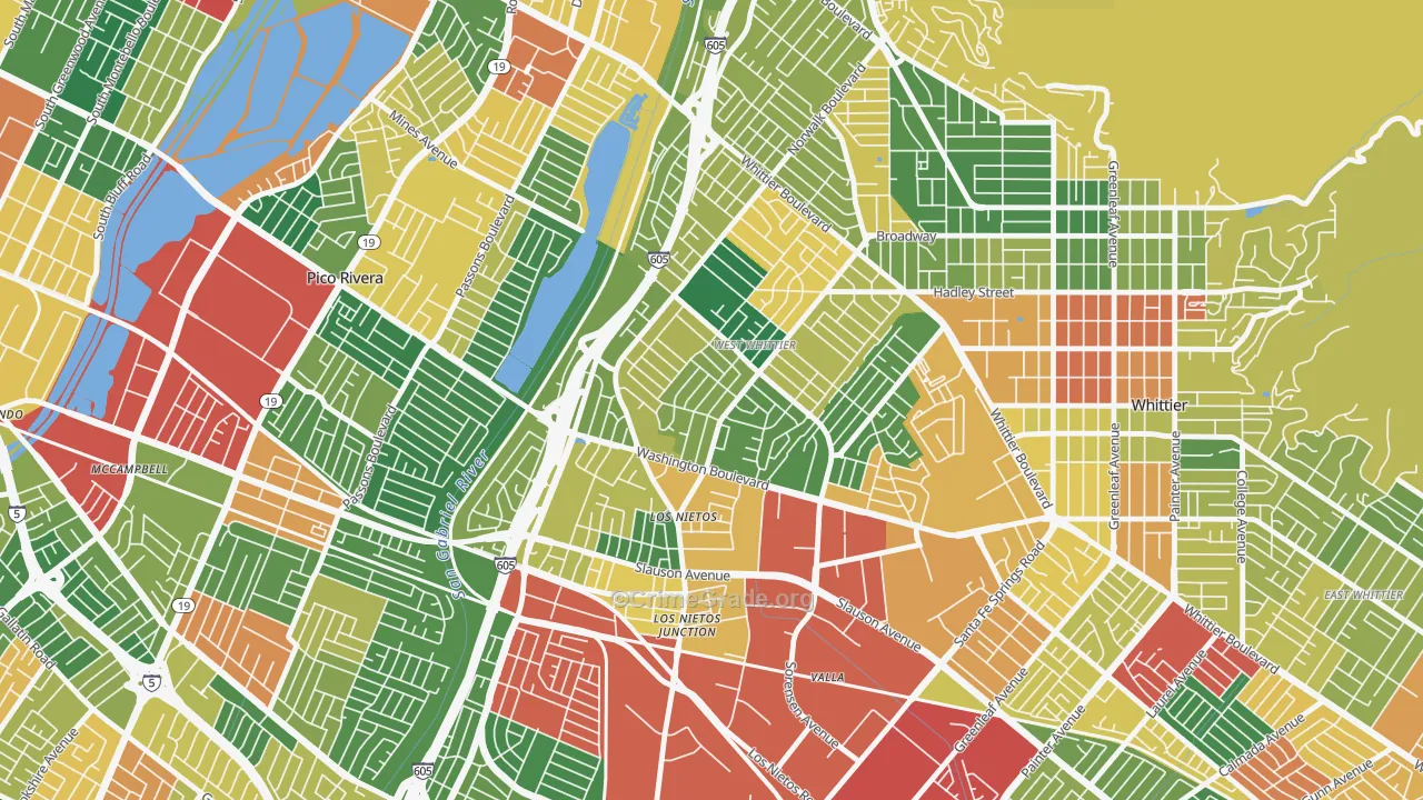 West Whittier-Los Nietos, CA Map of Burglary Rates