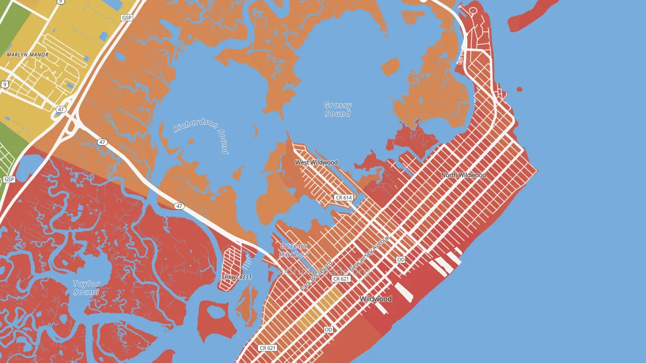 West Wildwood, NJ Map of Burglary Rates