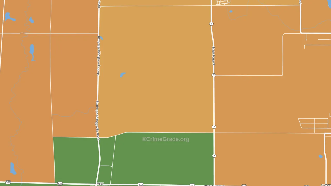 West Williamsfield, OH Map of Burglary Rates