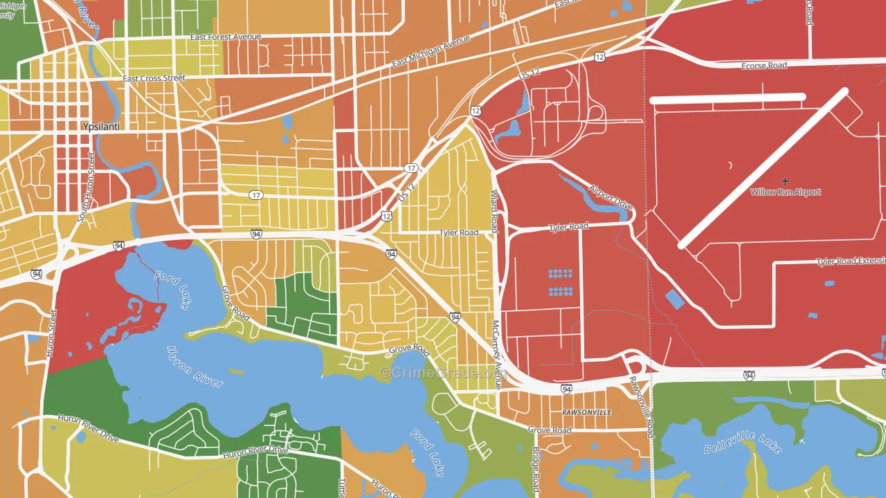 West Willow, Ypsilanti, MI Map of Burglary Rates