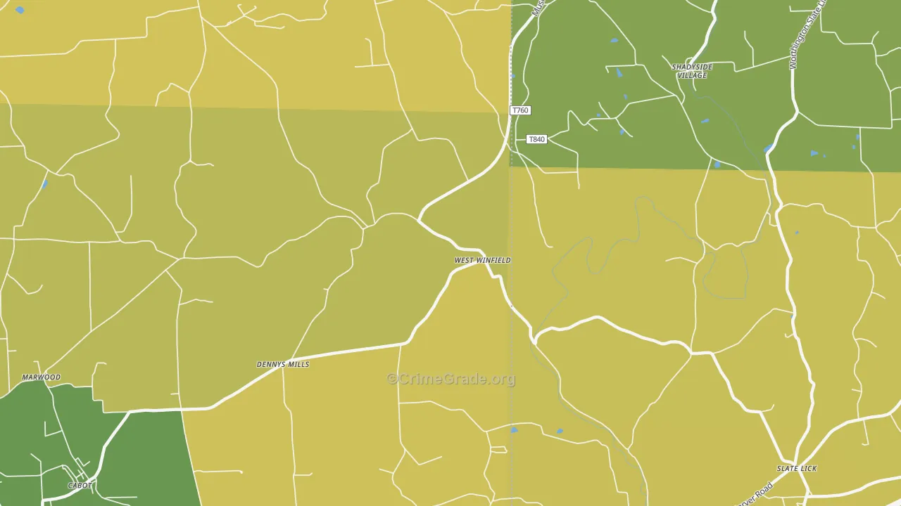 West Winfield, PA Map of Burglary Rates