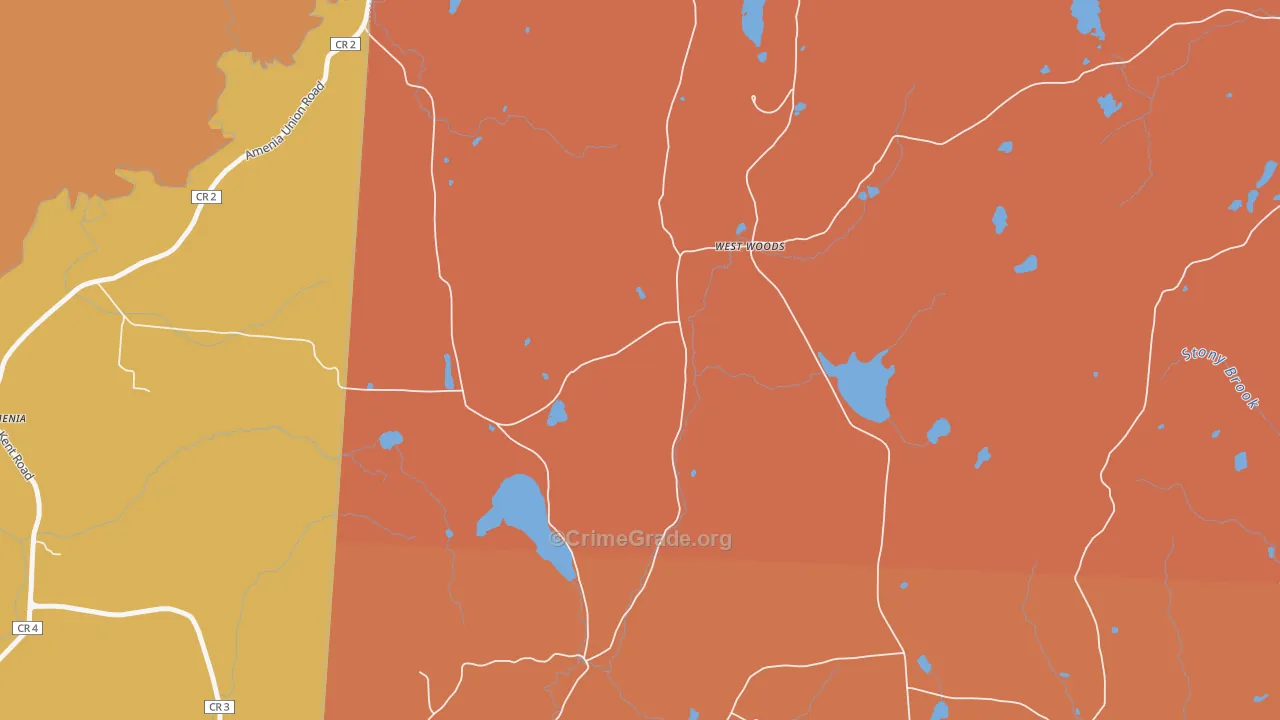 West Woods, CT Map of Burglary Rates