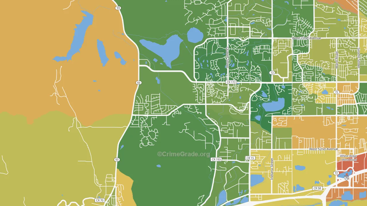 West Woods, Golden, CO Map of Burglary Rates