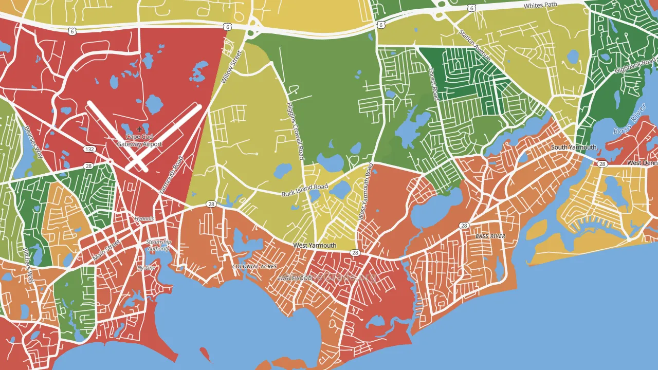 West Yarmouth, MA Map of Burglary Rates