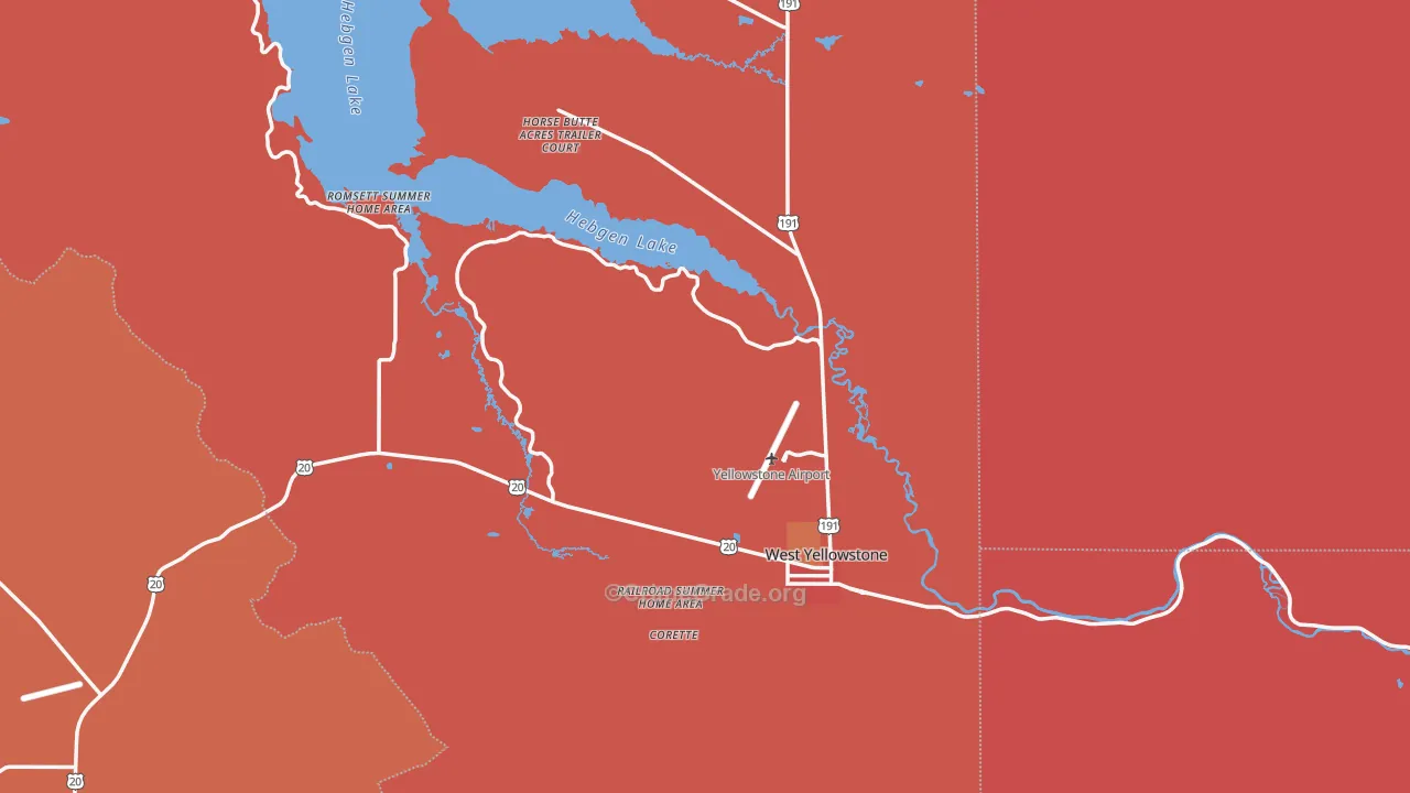 West Yellowstone, MT Map of Burglary Rates