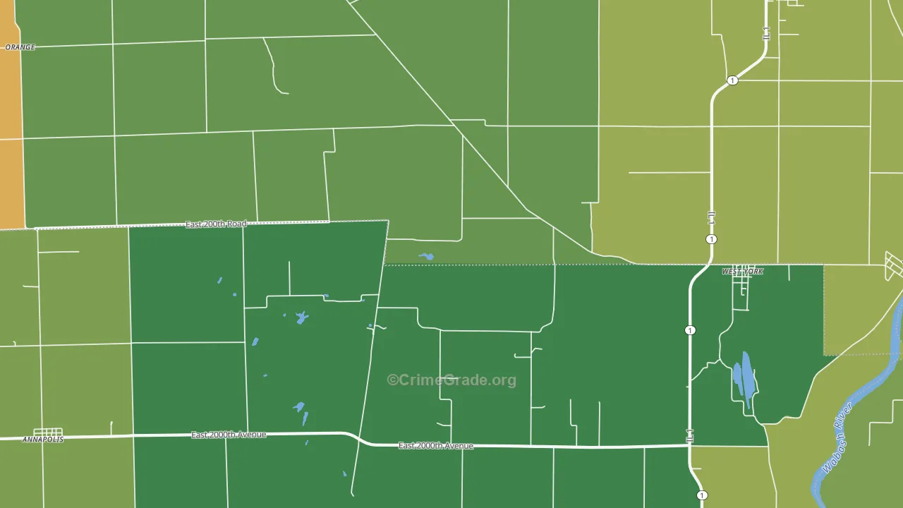 West York, IL Map of Burglary Rates