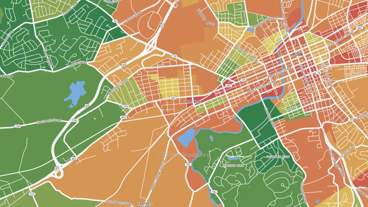 West York, PA Map of Burglary Rates
