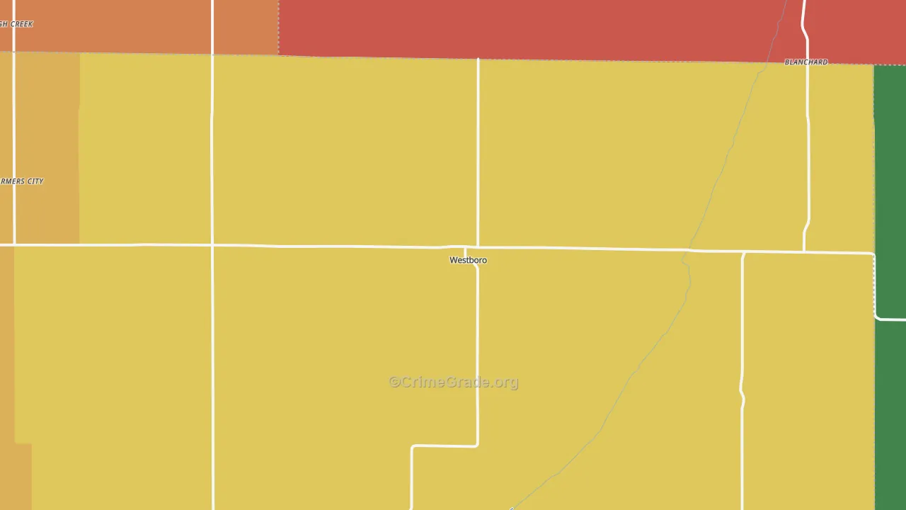 Westboro, MO Map of Burglary Rates