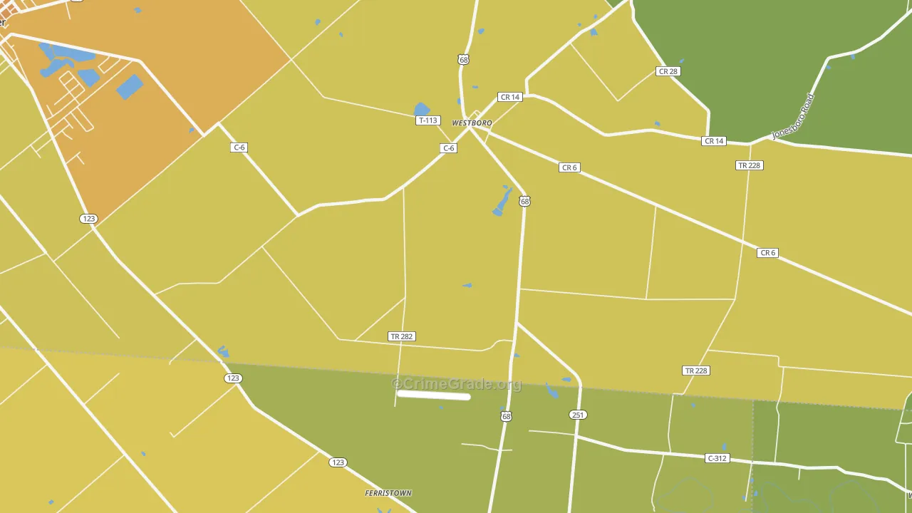 Westboro, OH Map of Burglary Rates