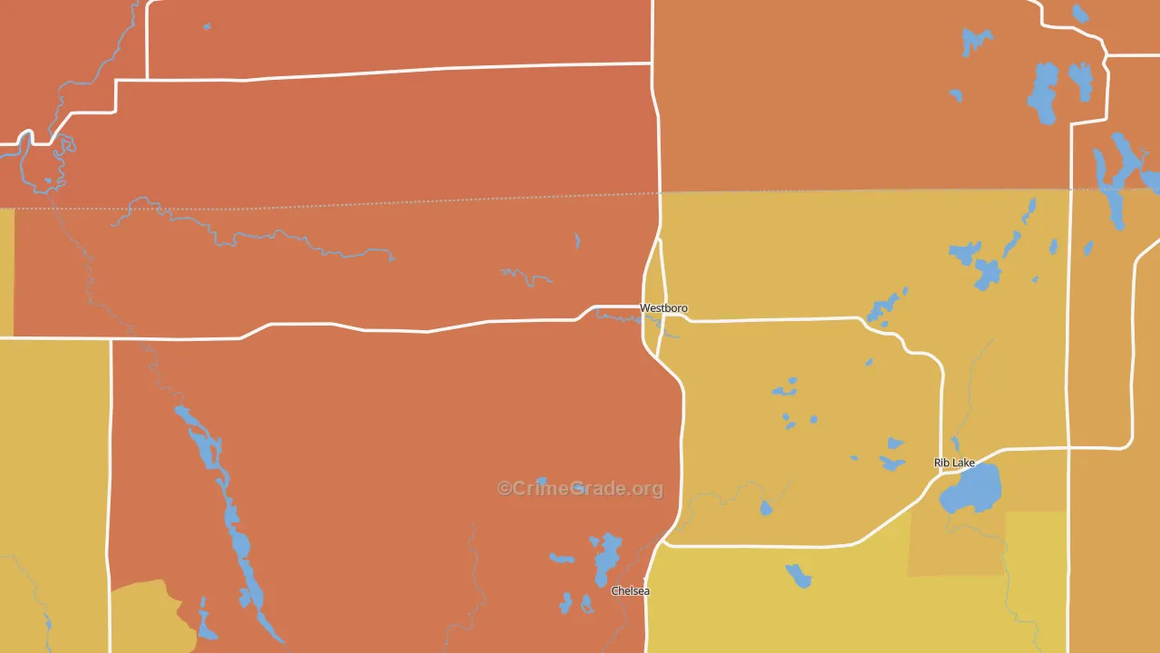 Westboro, WI Map of Burglary Rates