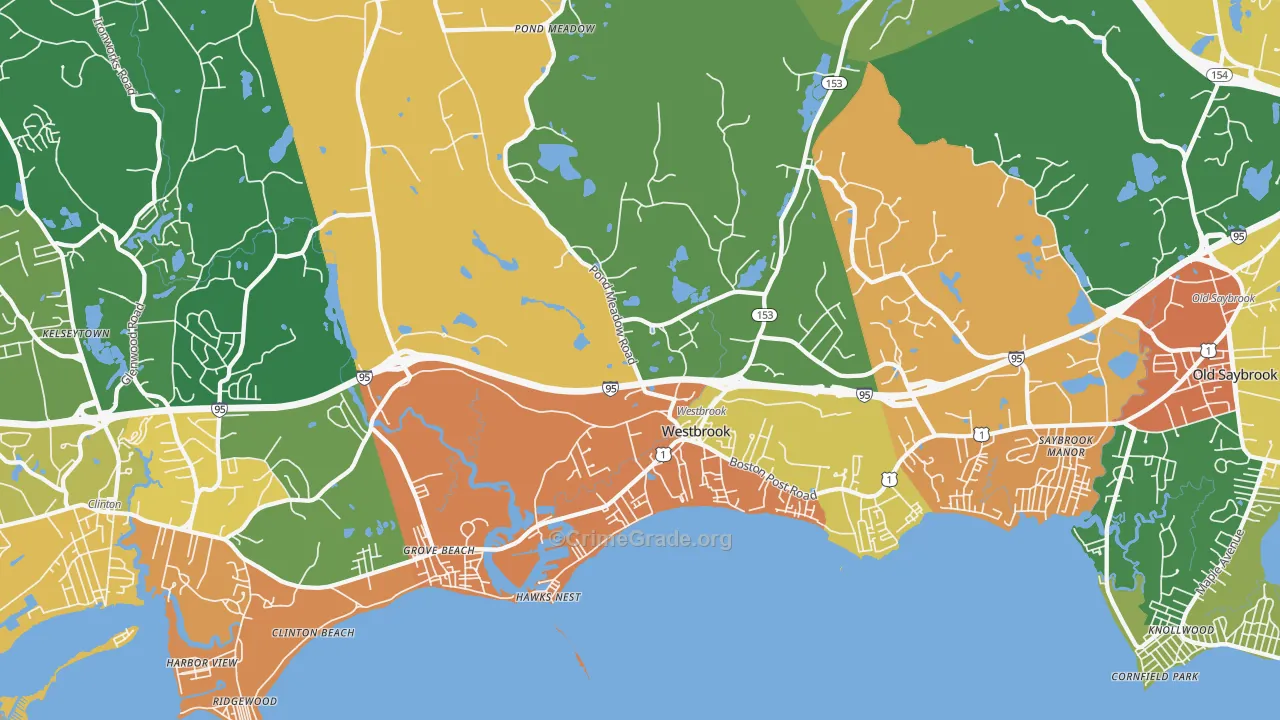 Westbrook, CT Map of Burglary Rates