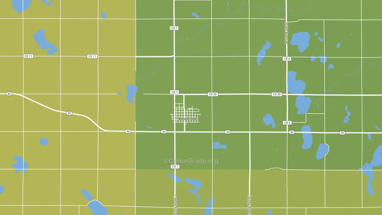 Westbrook, MN Map of Burglary Rates