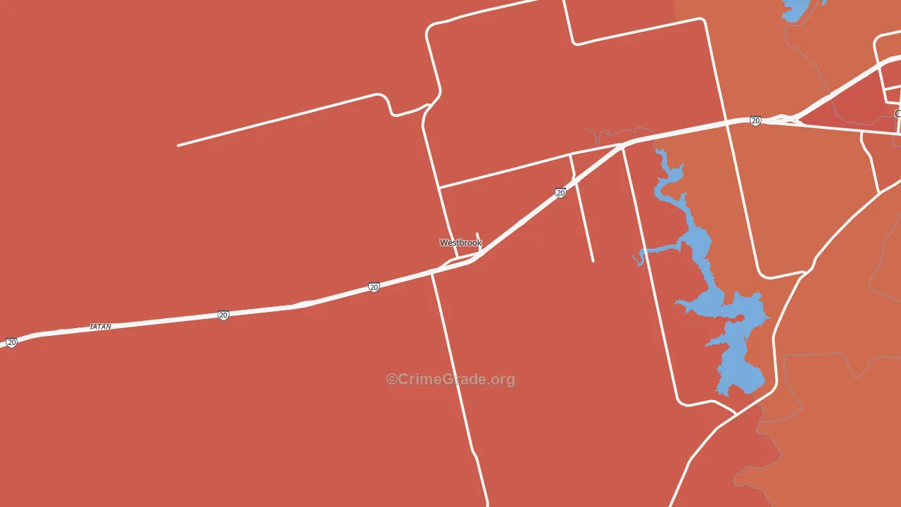 Westbrook, TX Map of Burglary Rates