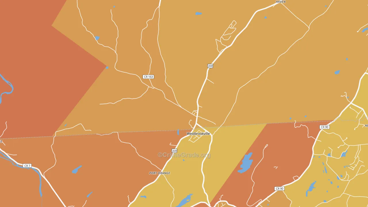 Westbrookville, NY Map of Burglary Rates