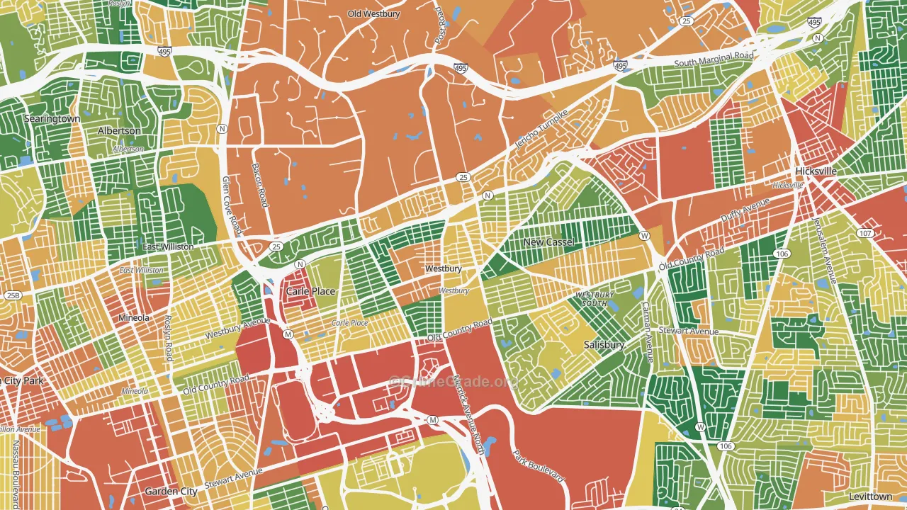 Westbury, NY Map of Burglary Rates