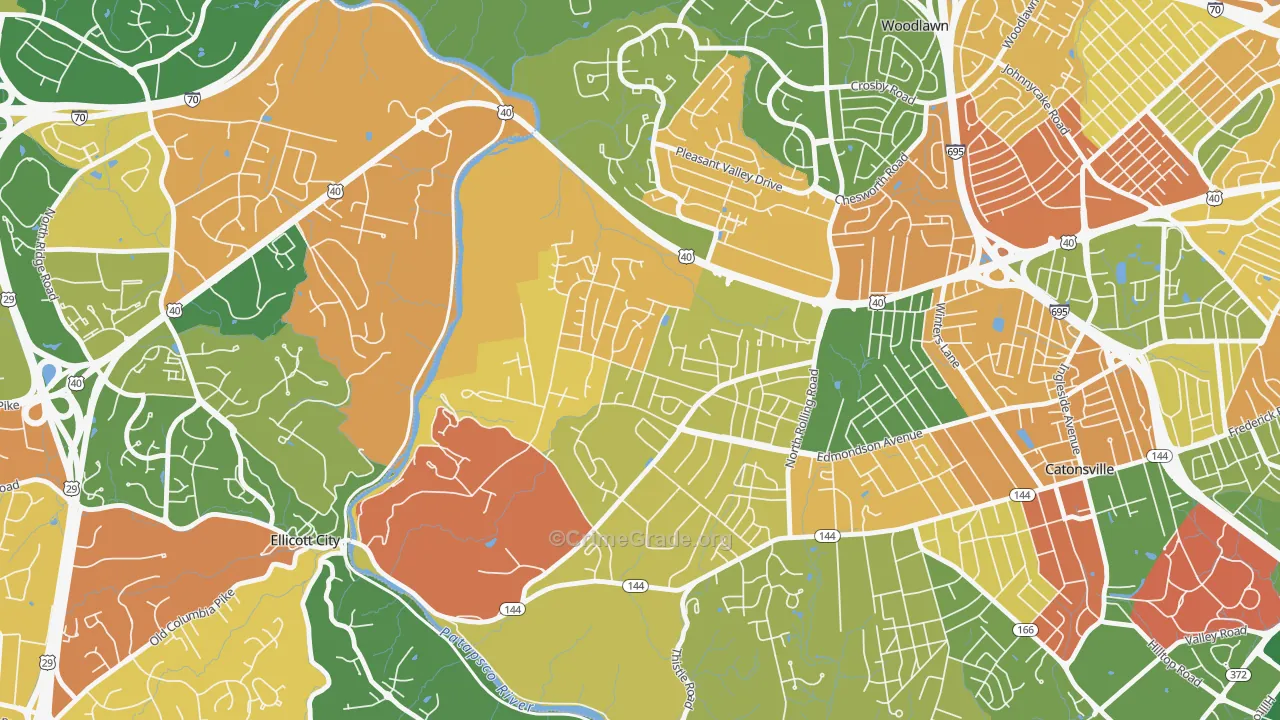 Westchester, Catonsville, MD Map of Burglary Rates