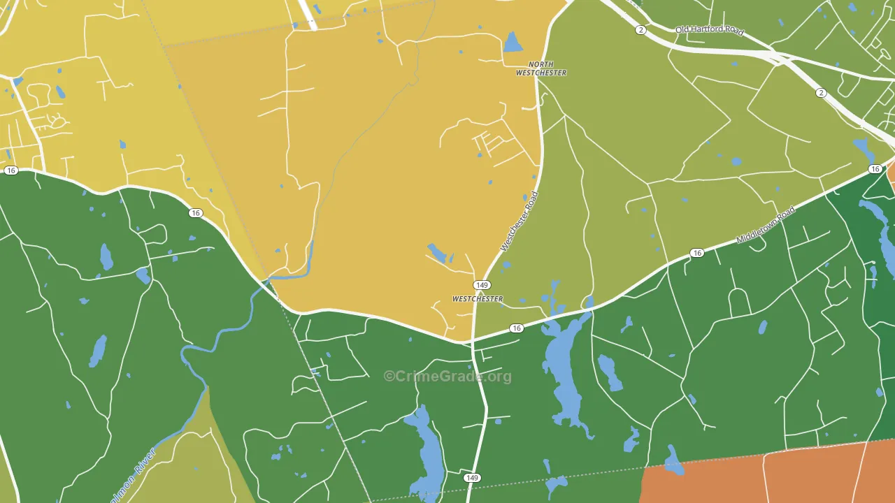 Westchester, CT Map of Burglary Rates