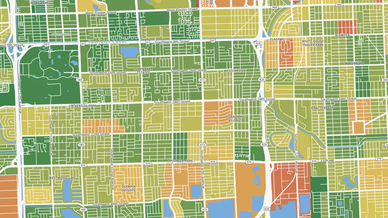 Westchester, FL Map of Burglary Rates