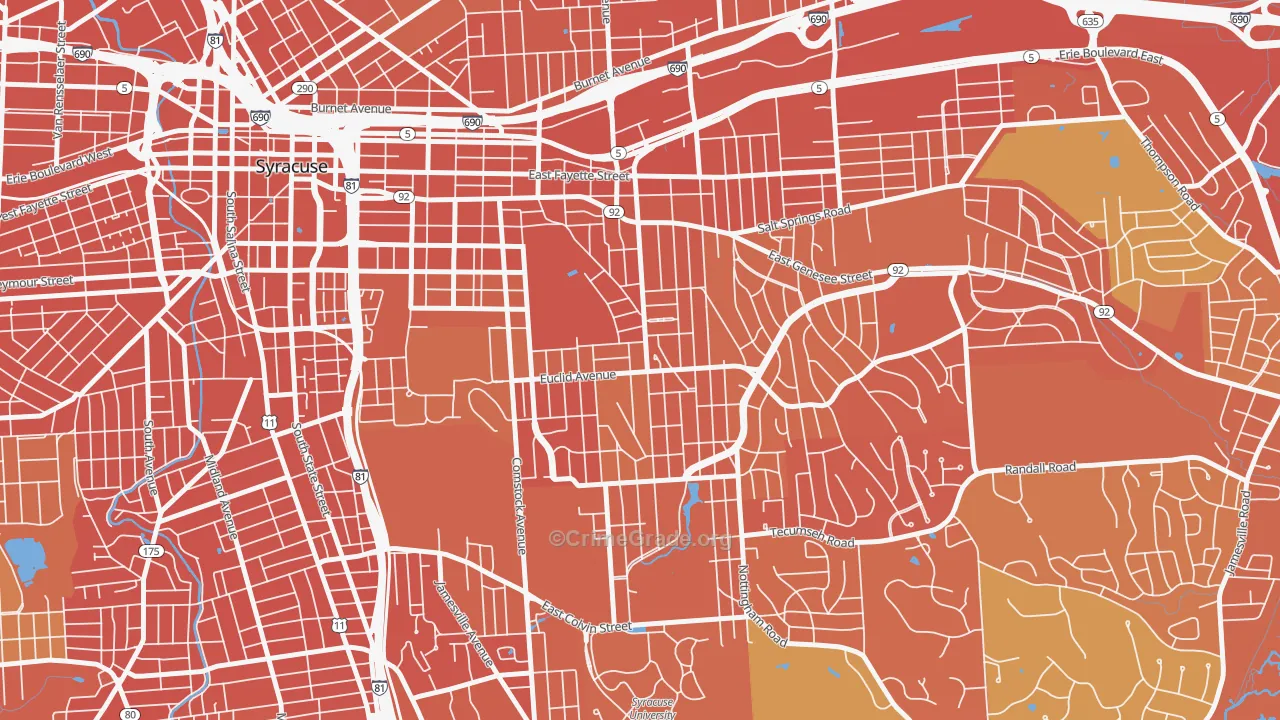 Westcott, Syracuse, NY Map of Burglary Rates
