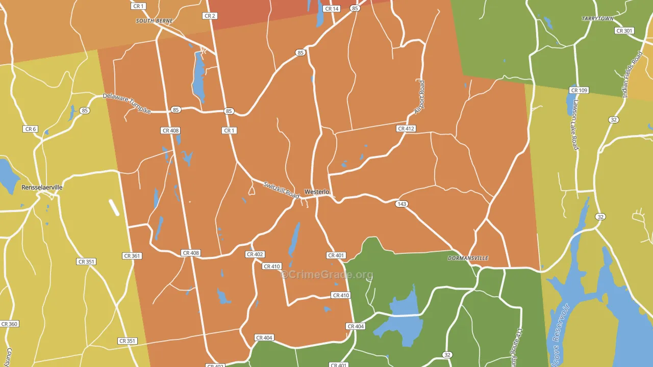 Westerlo, NY Map of Burglary Rates