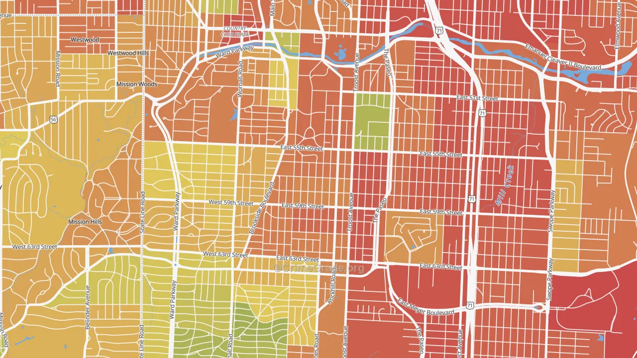 Western 49-63, Kansas City, MO Map of Burglary Rates