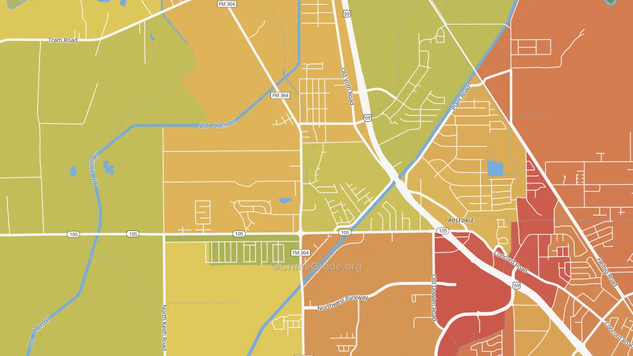 Western Hills, Beaumont, TX Map of Burglary Rates