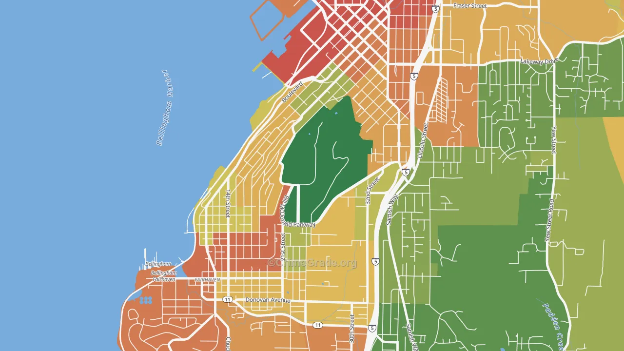 Western Washington University, Bellingham, WA Map of Burglary Rates