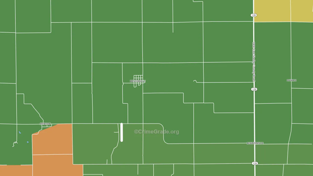 Westervelt, IL Map of Burglary Rates