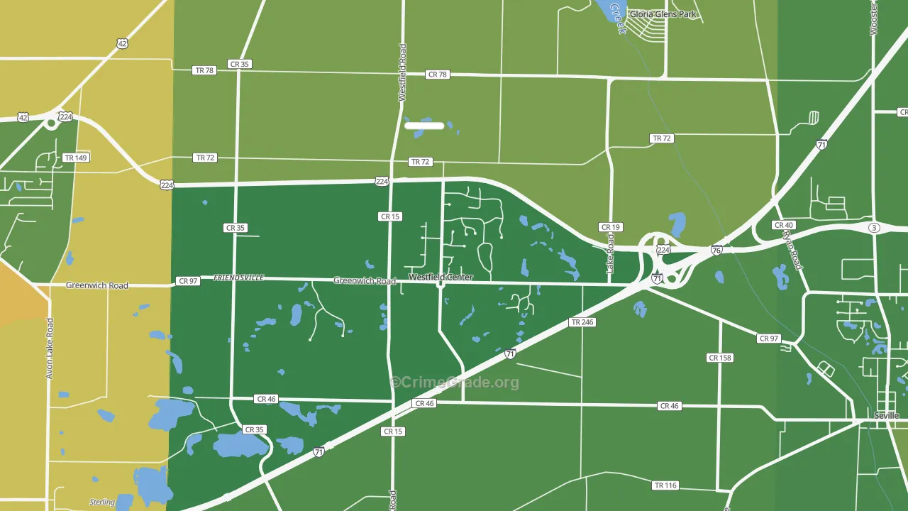Westfield Center, OH Map of Burglary Rates