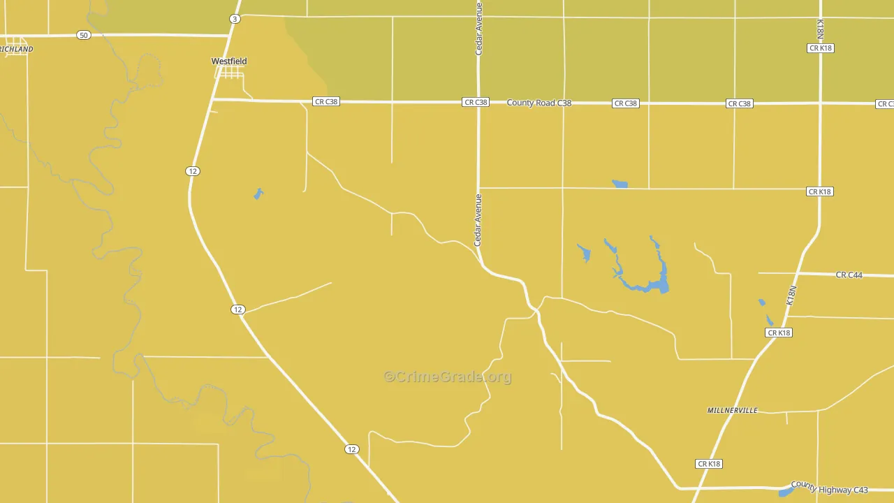 Westfield, IA Map of Burglary Rates