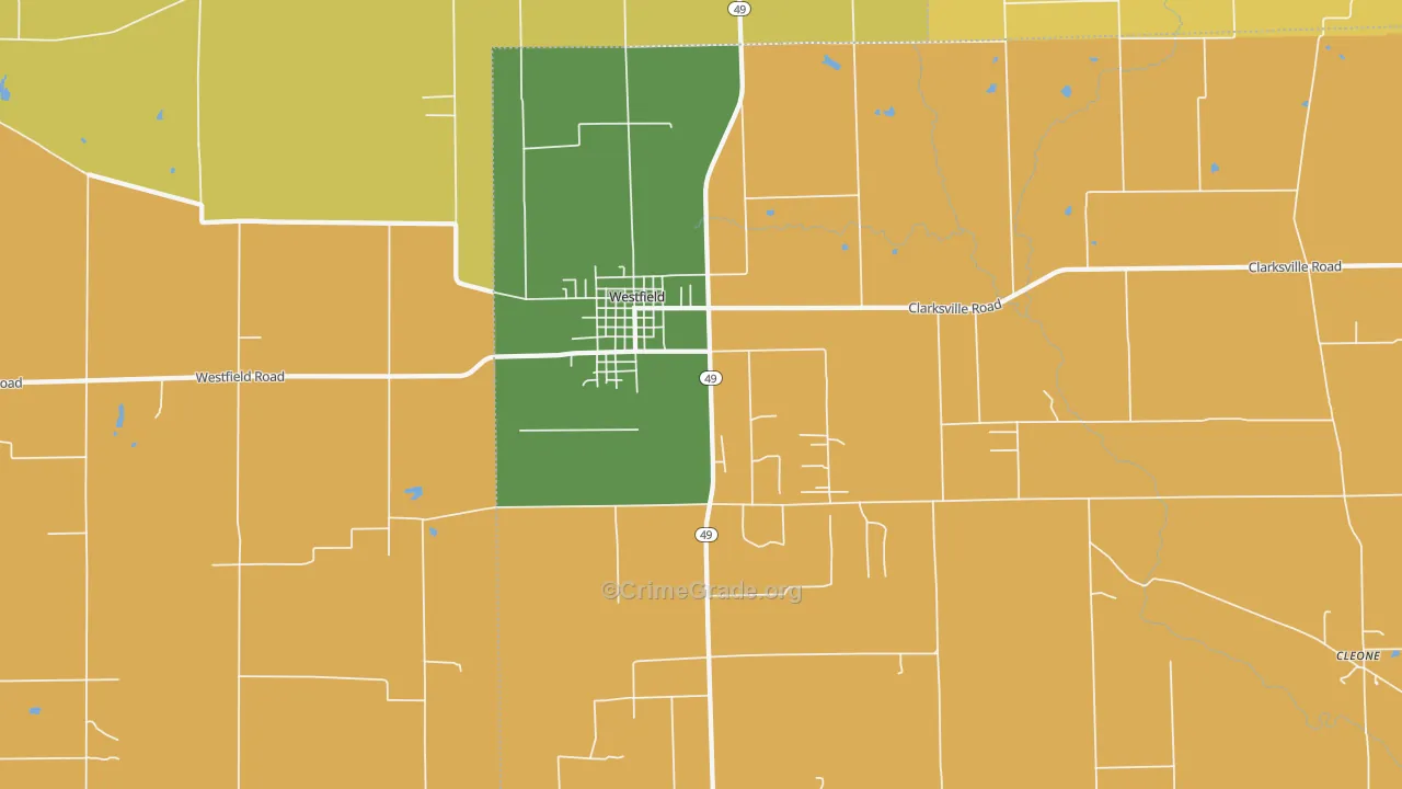 Westfield, IL Map of Burglary Rates