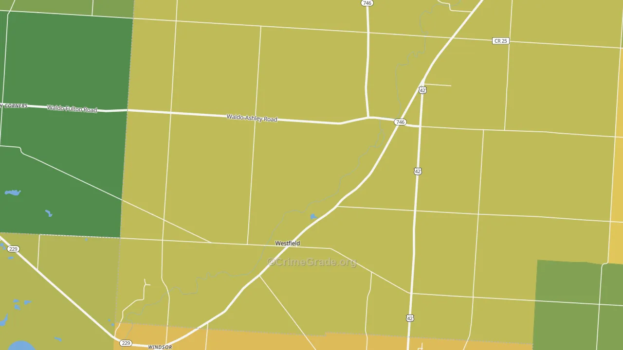 Westfield, OH Map of Burglary Rates
