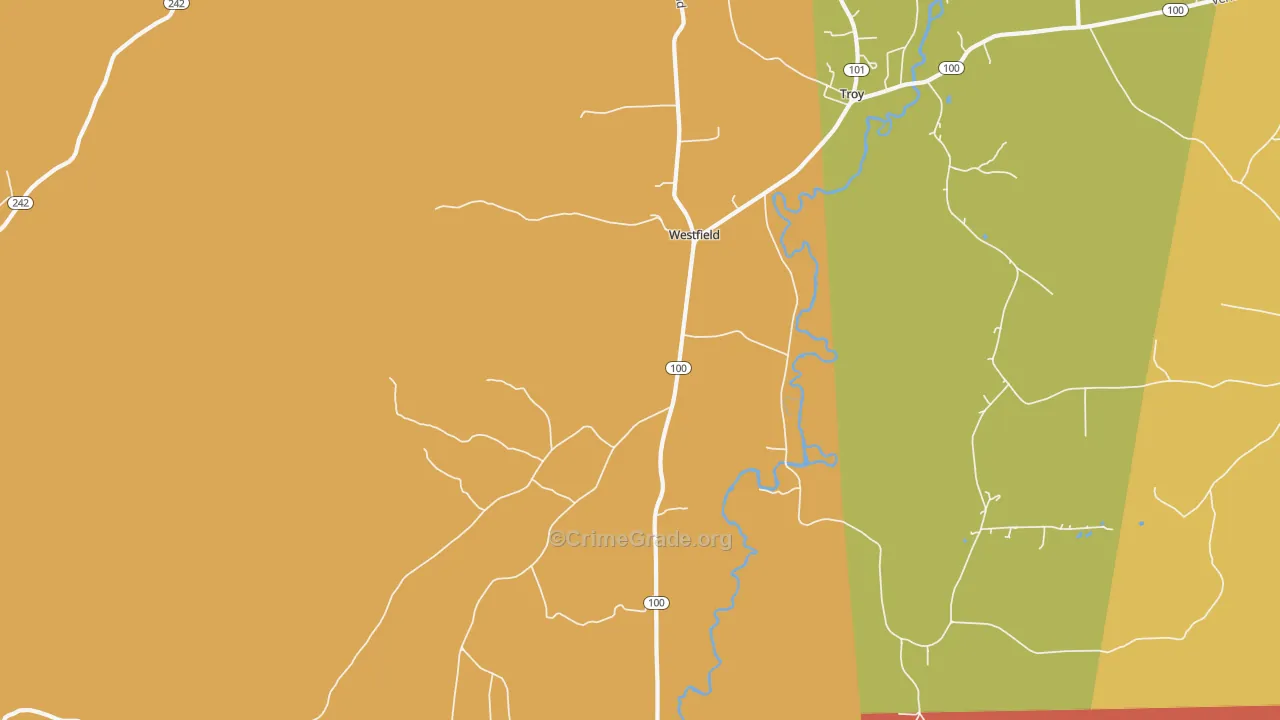 Westfield, VT Map of Burglary Rates