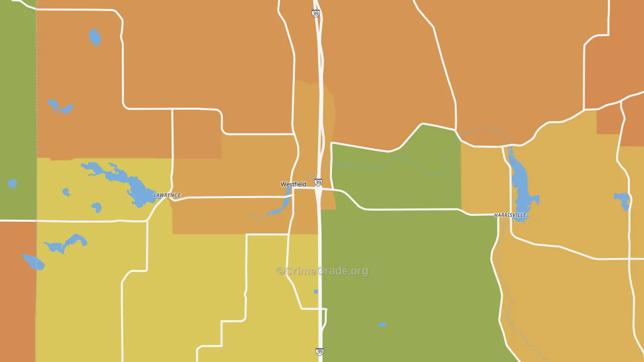 Westfield, WI Map of Burglary Rates