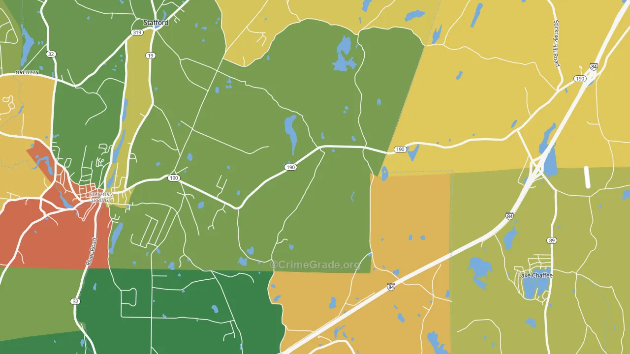 Westford, CT Map of Burglary Rates