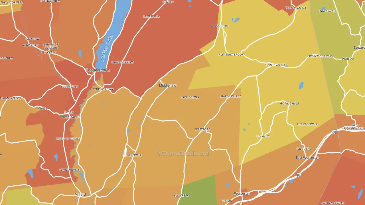 Westford, NY Map of Burglary Rates