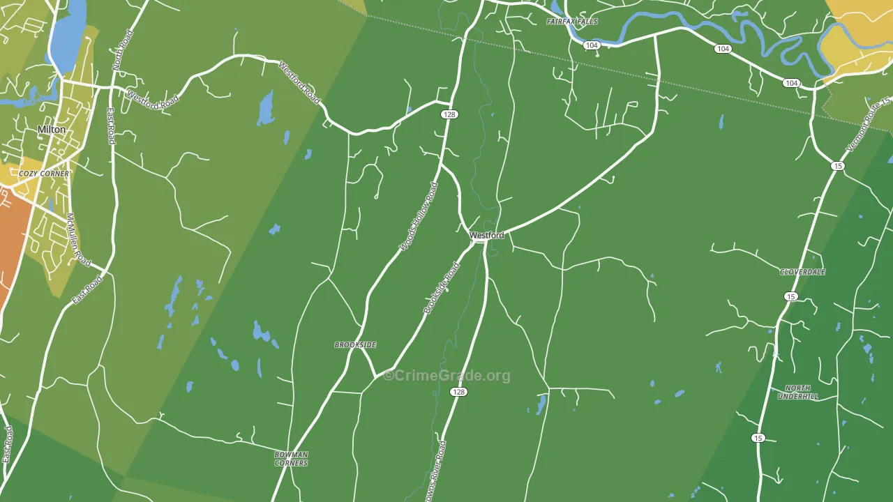 Westford, VT Map of Burglary Rates