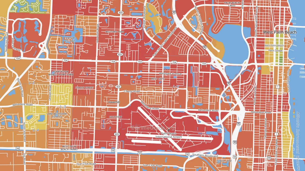 Westgate, FL Map of Burglary Rates