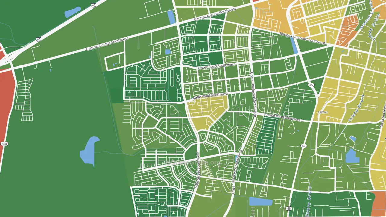 Westgate Hts, Albuquerque, NM Map of Burglary Rates