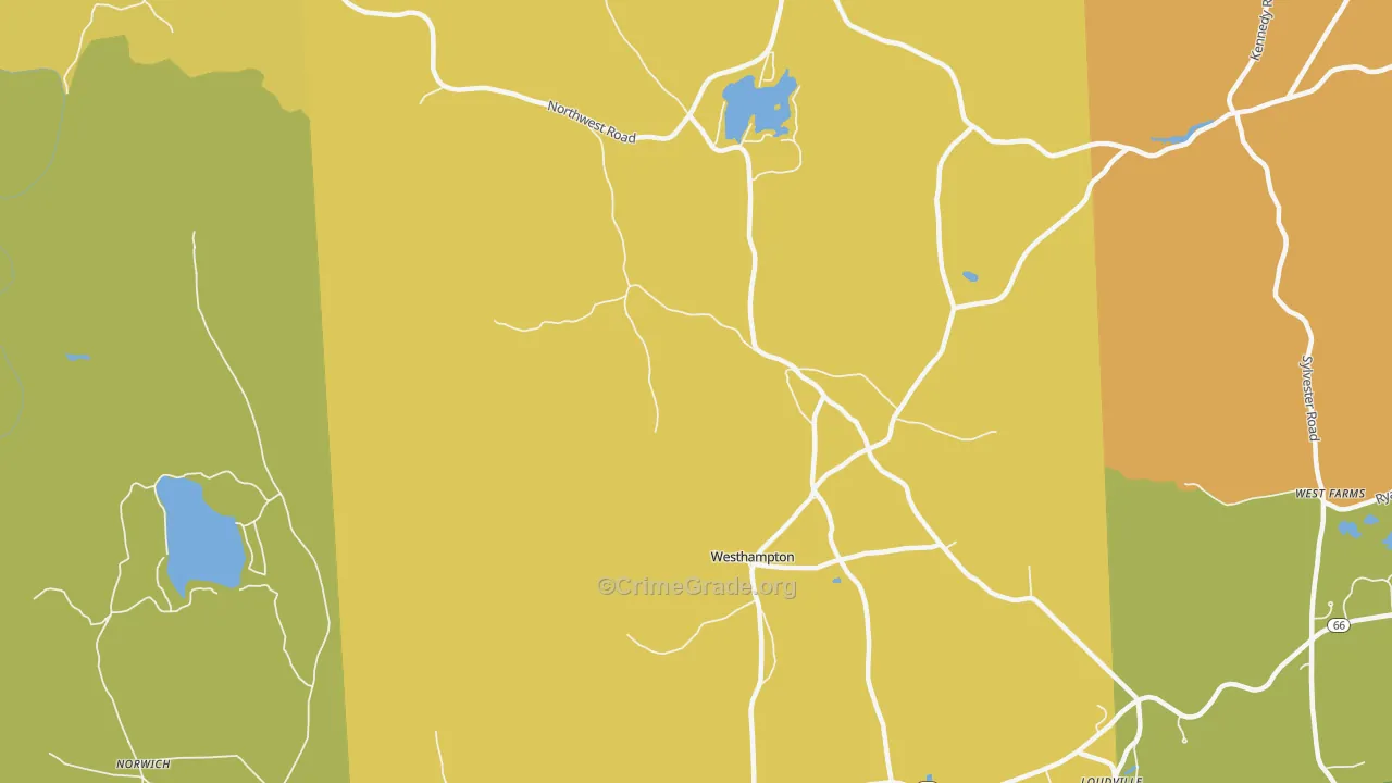 Westhampton, MA Map of Burglary Rates