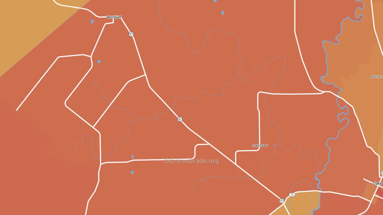 Westhoff, TX Map of Burglary Rates