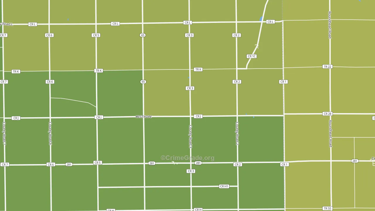 Westhope, OH Map of Burglary Rates