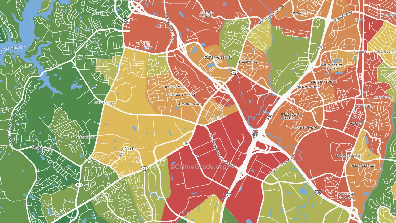 Westinghouse, Charlotte, NC Map of Burglary Rates