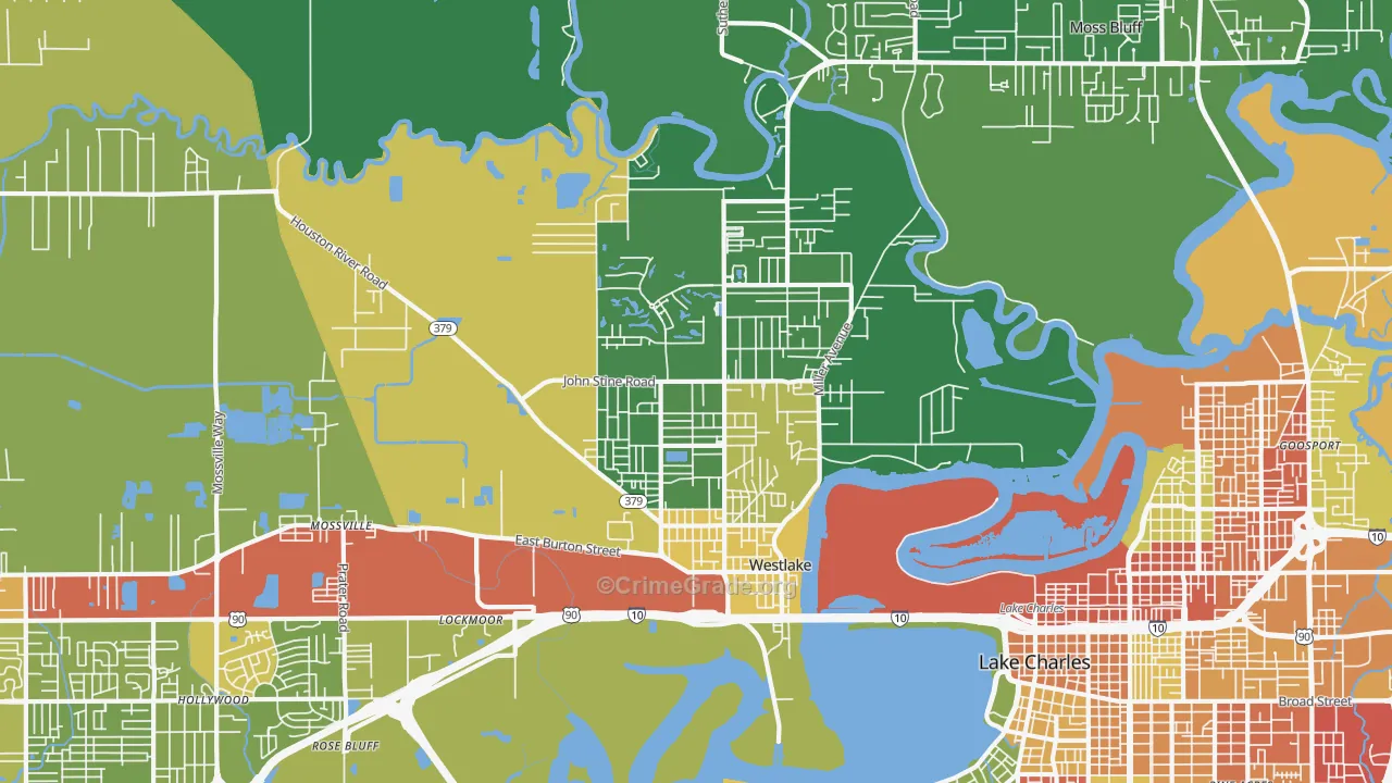 Westlake, LA Map of Burglary Rates