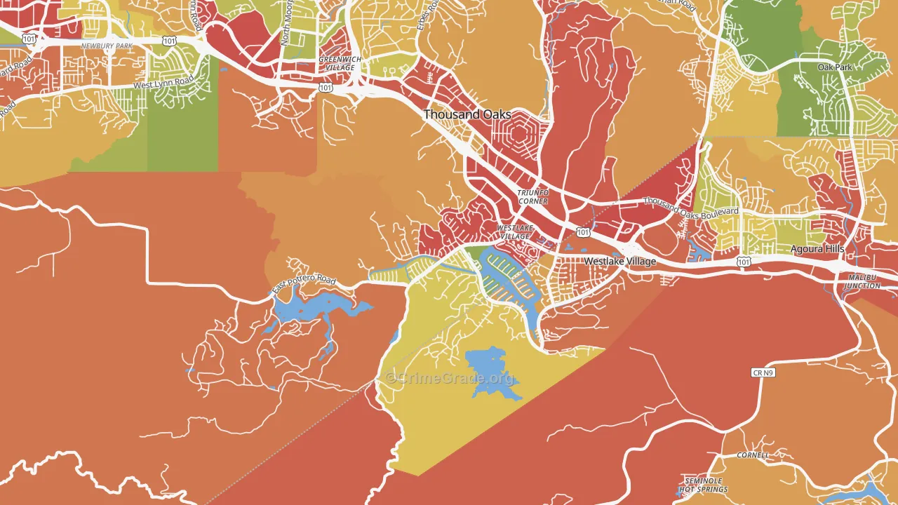 Westlake Village, CA Map of Burglary Rates