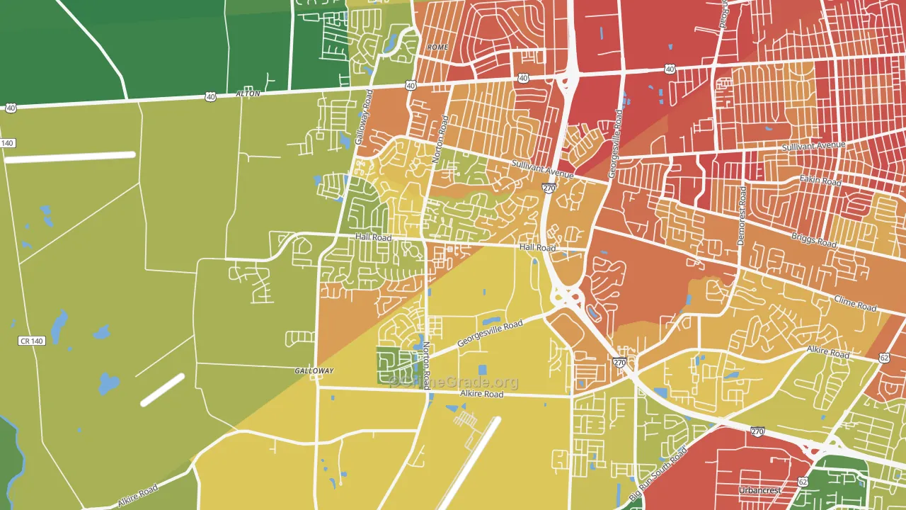 Westland, Galloway, OH Map of Burglary Rates