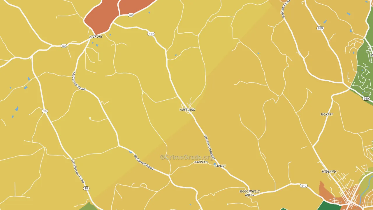 Westland, PA Map of Burglary Rates