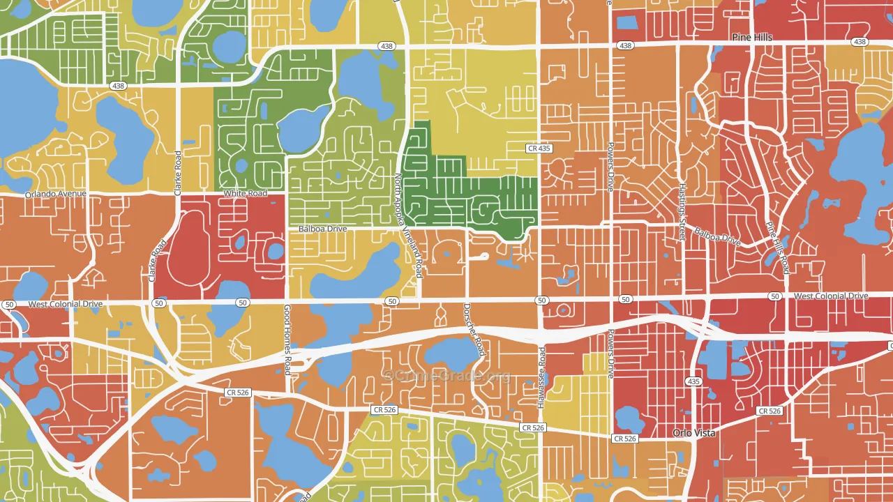 Westland Terrace, Pine Hills, FL Map of Burglary Rates
